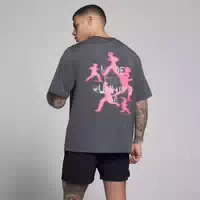 Mp Herren Velocity Graphic Cotton Modal T Shirt Dark Grey Pink Xxl