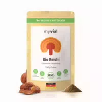 Myvial Bio Reishi Pulver 100 g aus Ganzem Fruchtkörper Vegan & ohne Zusatzstoffe