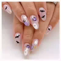24 Stück French Tip Press On Nägel Mandel Gold Perlen Glänze 1 st