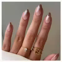 Nägel Presson French Ombre Braun Weiß Kurz Mandel 30 Stück O 1 st