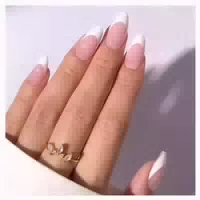 Nägel Presson Mittel Mandel Nude Rosa Französische Weiß 1 st