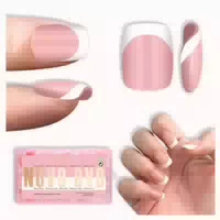 Nägel Presson Square Round Short White French Tips Berry Pin 1 st