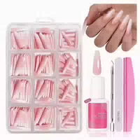 Nagel Tips 240 Französisch Weiß Rosa Gradient Full Cover Pin 1 st