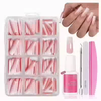 Nagel Tips 240 Französisch Weiß Rosa Gradient Full Cover Pin 1 st