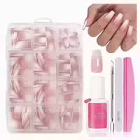 Nagel Tips 240 Französisch Weiß Rosa Gradient Full Cover Pin 1 st