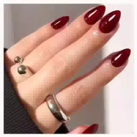 Künstliche Fingernägel Mandel Stiletto Acryl Kirschrot Set W 1 st