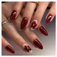 Nagelspitze 24 Teilige Press On Nails Almond Form Rote Blume 1 st