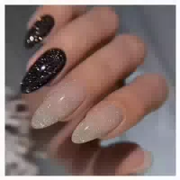 Nagelspitze 24er Mittellang Mandel Französisch Schwarz Weiß 1 st