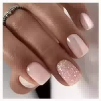 Nagelspitze 24er Pack Kurz Quadratisch Nude Glitter Acryl Pr 1 st