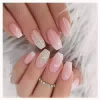 Nagelspitze 24er Press On Selbstklebend Pink Glitzer Quadrat 1 st
