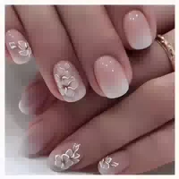 Nagelspitze 24er Pack Kurz Quadratisch Nude Glitter Acryl Pr 1 st