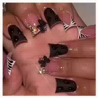 Nagelspitzen 24er Set Kurz Schwarz Französische Spitze Glitz 1 st