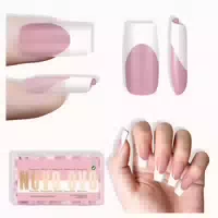 Nails French Tip Press On White Medium Square Mittleres Quad 1 st