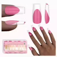 Nagelspitzen Press On Medium Coffin White French Tip Rose Pi 1 st