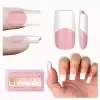 Nagelspitzen Medium Square Wide White French Tip Berry Pink 1 st