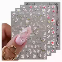 Nagelsticker 5d Blüten Selbstklebend 4 Blatt Nageldesign 1 st