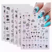 Nagelsticker 6 Stück Selbstklebend Sommer Palmen Meer 3d 1 st