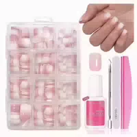 Nageltips 240er Französisch Fullcover Weiß Rosa Pink Quadrat 1 st