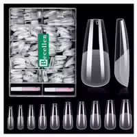 Nageltips 500 Coffin Fullcover Prebuff Gelnägel Kleber Balle 1 st