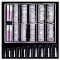 Nageltips 500 French Acryl Nagelspitzen Set Kleber Natur 1 st