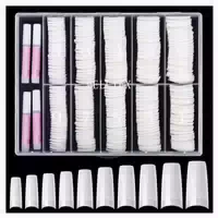 Nageltips 500 French Acryl Nagelspitzen Set Kleber Natur 1 st