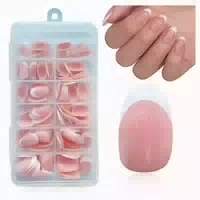 Nageltips Press On Nails Short Almond Acryl Kit French Short 1 st