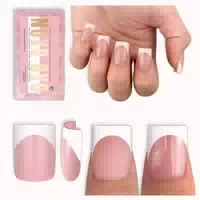 Press On Short Sharp Square Nail Tips White French Tip Baby 1 st