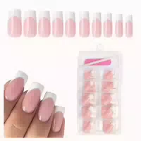 Square French Tip Press On Nails mit Strass und Schleifendes 1 st