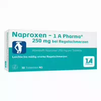 Naproxen 1 A Pharma 250mg bei Regelschmerzen 20 st Tabletten