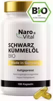 Narovital Bio Schwarzkümmelöl Hochdosiert 180 Kapseln 1000 mg Kaltgepresst Vegane Flüssigkapseln
