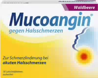 Mucoangin Waldbeere 20 mg | Lutschtabletten gegen Halsschmerzen, 3h Schmerzlinderung