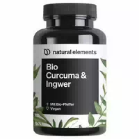 Natural Elements Bio Curcuma & Ingwer – 180 stk – Bio Kurkuma, Ingwer & Pfeffer Curcumin & Piperin