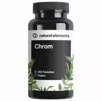 Natural Elements Chrom aus Chromium Picolinate – Hochdosierte 200 Mcg Chrom Tablette – 365 Tabletten