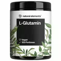 Natural Elements L Glutamin Pulver – 500g – Reines L Glutamine – Geschmacksneutral – Vegan, Hochdosiert, Ohne Zusätze – In Deutschland Produziert & Laborgeprüft 500 G