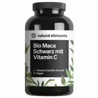 Natural Elements Maca Schwarz – 180 Kapseln – 3000mg Tagesdosis = 12 000mg Maca Wurzel Vitamin C