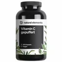 Natural Elements Vitamin C Gepuffert 500mg – 365 Kapseln – Magenschonend – Pflanzliche Fermentation