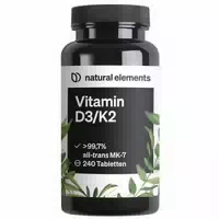 Vitamin D3 K2 – > 99,7% All Trans Mk 7 & 2000 Ie Vitamin D3 – 240 Tabletten – Hochdosiert, Optimal Bioverfügbar – ohne Unnötige Zusätze – in Deutschland Produziert 240 st