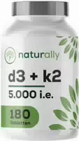 Naturally Vitamin D3 K2 | 5000 I E Vitamin D, Hochdosiert