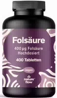 Nature Flow Folsäure Tabletten 400µg Hochdosiert 400 Tabletten 13 Monate Vorrat