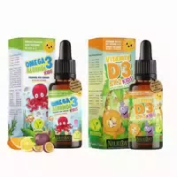 Naturecraft Kinder Vital Set: Vegan Omega 3 Algenöl Vitamin D3 K2 Tropfen