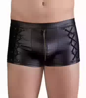 Pants im Schwarzen Mattlook mit Seitlichen Schnürungen