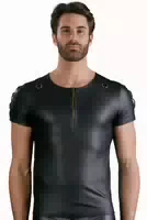 Shirt im Schwarzen Mattlook mit Kurzem Reißverschluss