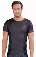 Shirt Im Stylischen Material Mix