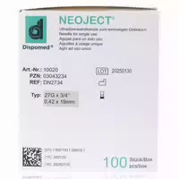 Neoject Ultradünnwandkanülen Nr 20 0,42 X 19 mm Grau