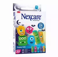 Nexcare Kinderpflaster Happy Kids Monsters, 2 Grössen Gemischt 20 St