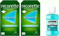 Nicorette Kaugummi 2 mg Whitemint 2 X 105 Stück Gratis Listerine Cool Mint 80 ml