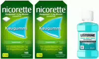 Nicorette 4 mg Freshmint Kaugummi 2 X 105 Stück Gratis Listerine Cool Mint 80 ml
