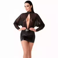 Noir Handmade Transparentes Kleid Mit Wetlook Rock Schwarz