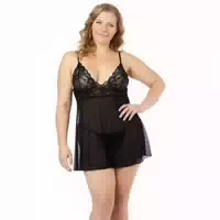 Nortie Basil Schwarzes Babydoll Set Plus Size