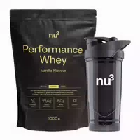 Nu3 Performance Whey, Vanille Proteinpulver Nu3 Shaker Schwarz